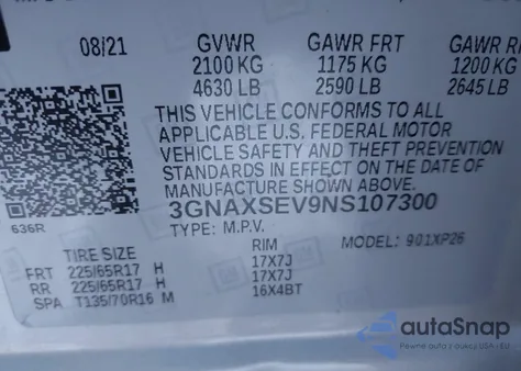2022 Chevrolet Equinox Awd Ls from USA, damaged, VIN 3GNAXSEV9NS107300